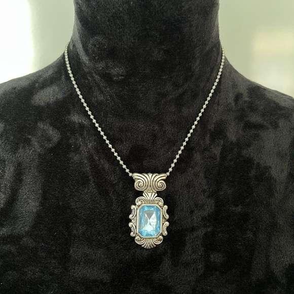 3 For $20! Elegant Silver Toned Necklace with Blue Gemstone - Picture 1 of 5